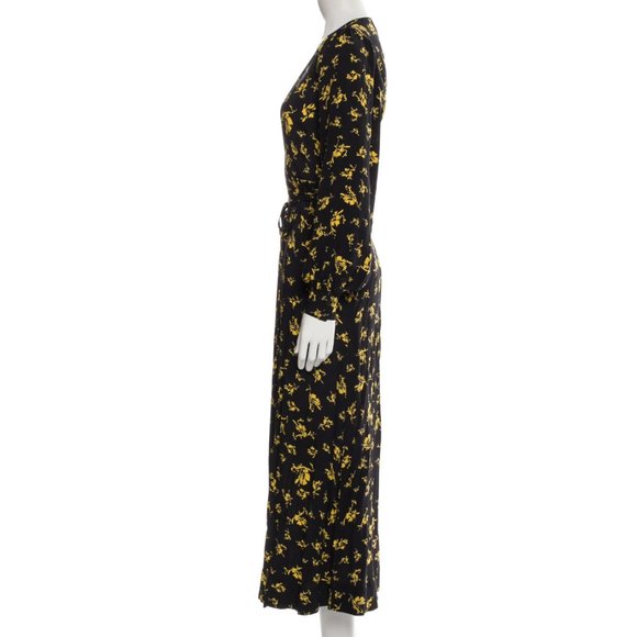 GANNI MAXI Printed Crepe Waist Tie Wrap Dress - Picture 6 of 7